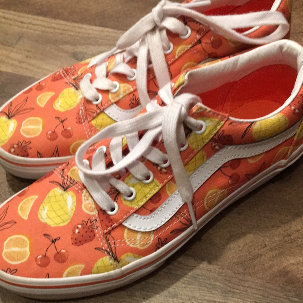 Vans Coral /Orange Fruit Print Sneakers Woman’s Size 6 - Picture 14 of 17